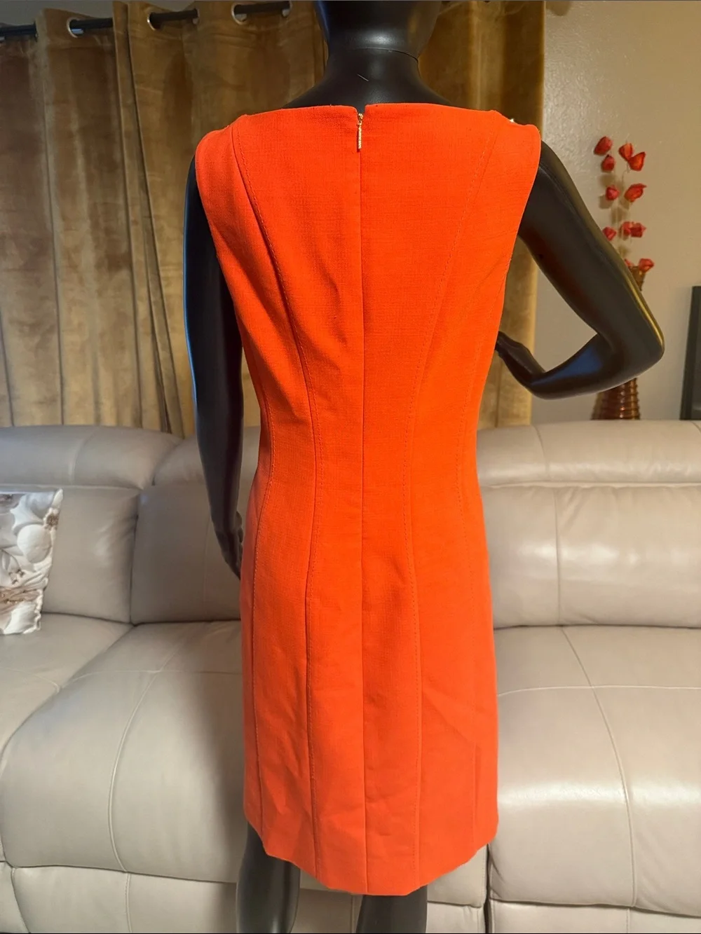 Tory Burch Bold Orange Sleeveless Sheath Dress